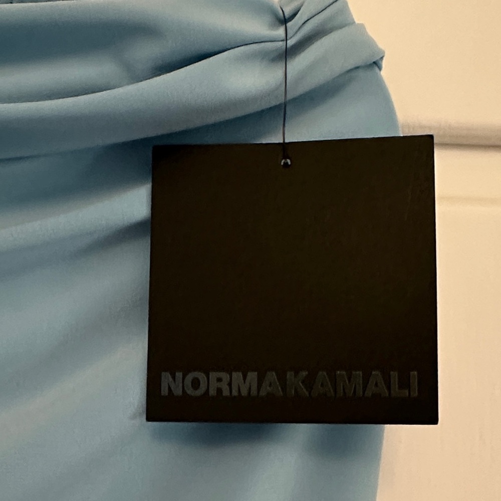 NWT Norma Kamali Diana Dress Midi Knee Length Powder Blue - Picture 5 of 6